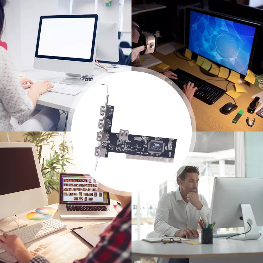 PCI To USB 2.0 Plug And Play Free Drive Desktop Built-in 4+1 Adapter Card USB Expansion Practical Card