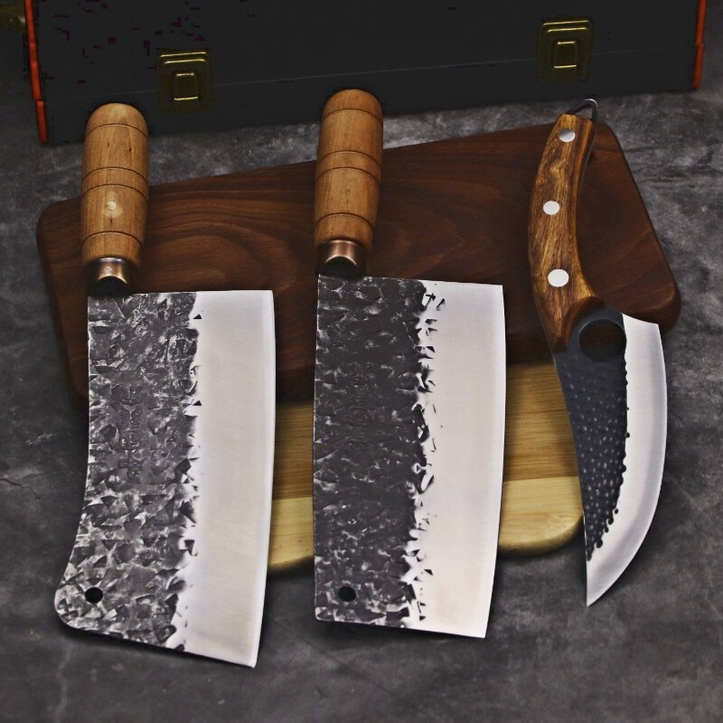 Japanese high carbon steel forged knife, by 30 years of master Tang handmade kitchen knife slicing knife: A-cdABD