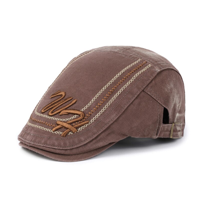 [NORTHWOOD alta Retro de gorra plana para hombre, Gorras Planas boina verano de los hombres de la de tapa plana para adultos de Material de algodón de tamaño de 55-60cm: Brown