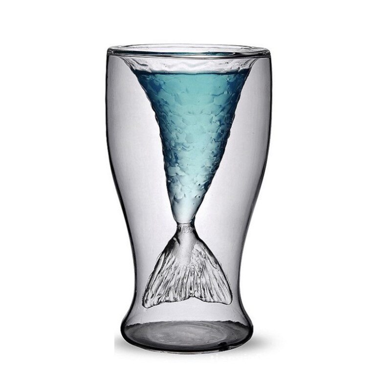 Originalitet hög bor kiselglas sjöjungfru koppar transparent dubbeldäck rödvin cocktail glasvara bar personlighet glas muggar