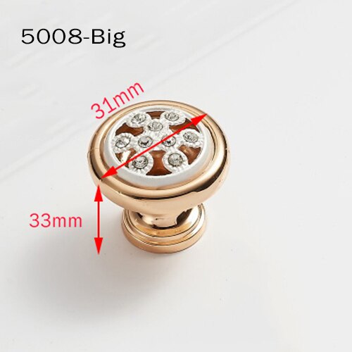 Champagne Gold Door Handles With Diamond Luxury Zinc Alloy Cabinet Drawer Knobs European Wardrobe Furniture Pulls Hardware: 5008-Big