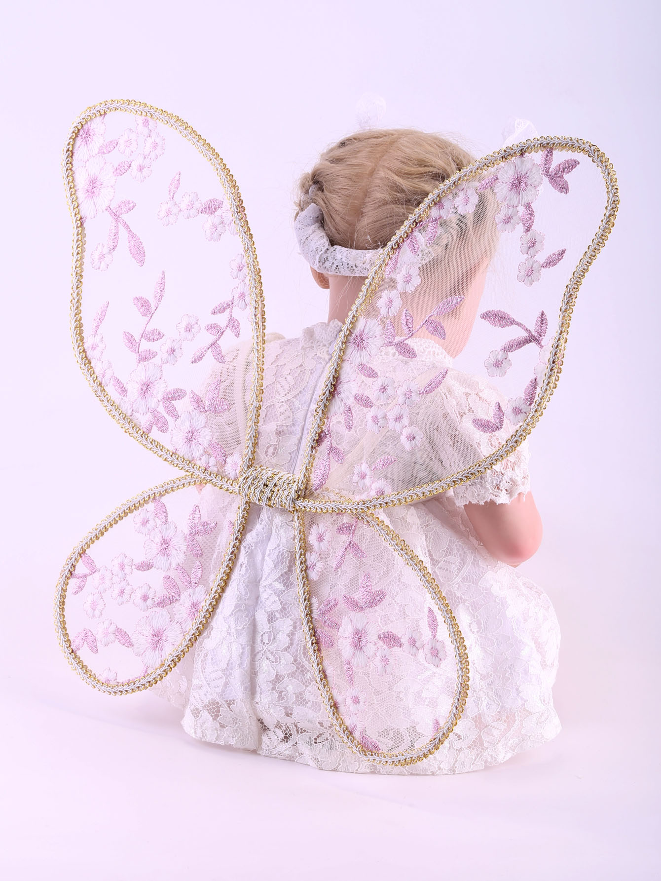 Baby Blumen Fee Flügel Spitze handgemachte Stickerei rosa Blume Schmetterling Flügel für Party Cosplay