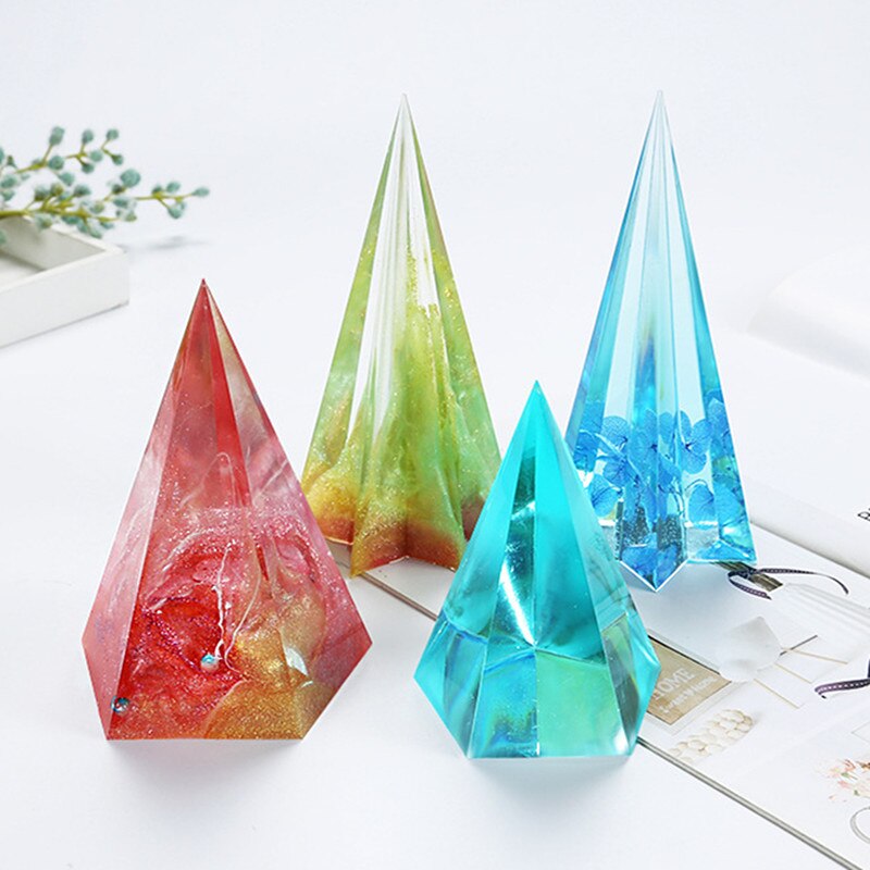 DIY Hexagonal Cone Silicone Mold, Pentagonal Cone Mold, Flexible, Transparent Clear Molds for Casting with Resin, Cement, Candle