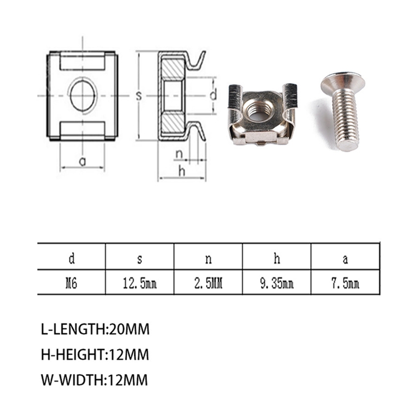 10 pairs of cage nut cage nuts M6*10 screws M6*10 for cabinet chassis vehicles