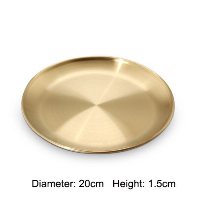 Golden Stainless Steel Round Plate Cake Dessert Fl... – Grandado