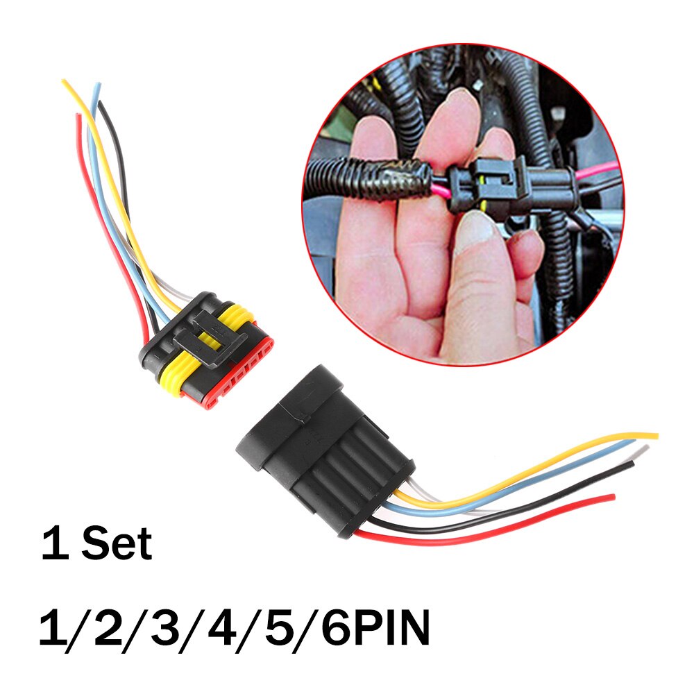 1 Juego de conectores eléctricos impermeables para coche, con cable automotriz, 1/2/3/4/5/6P, juego sellado de enchufe HID, accesorios para automóviles