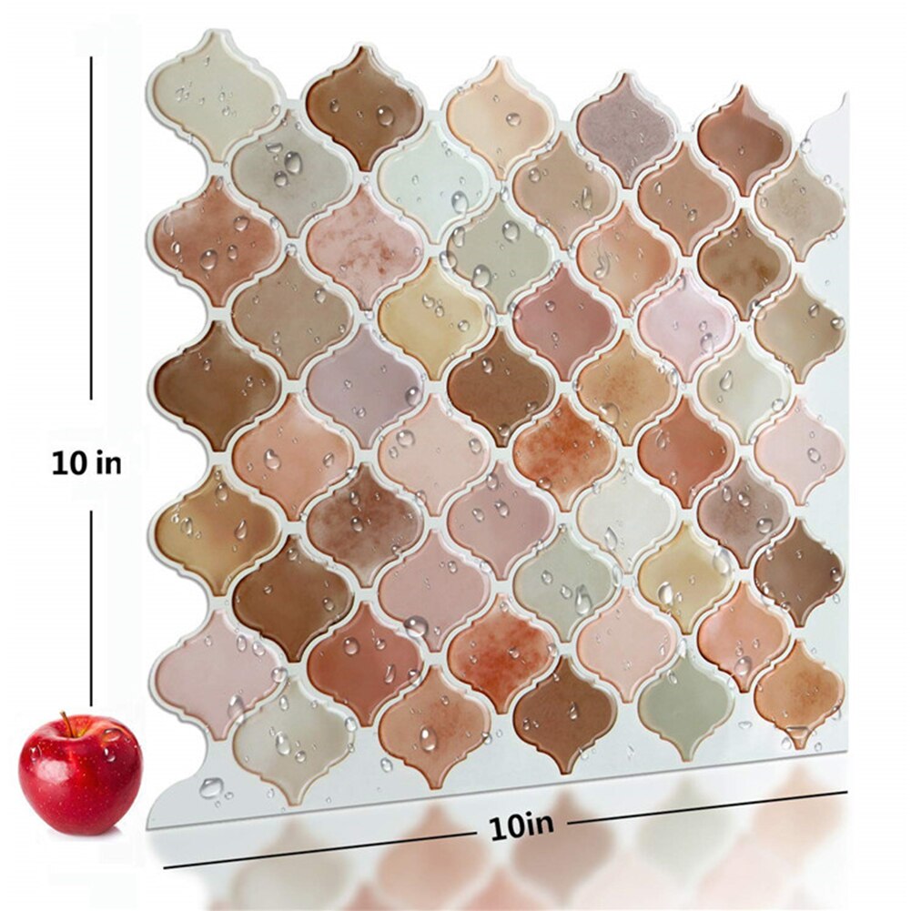 3D 25.4cm/10in Mosaic Tile Sticker Removable Wallpaper Tile Self Adhesive Wall Tiles For Kitchen Backsplash Bathroom DIY Decor