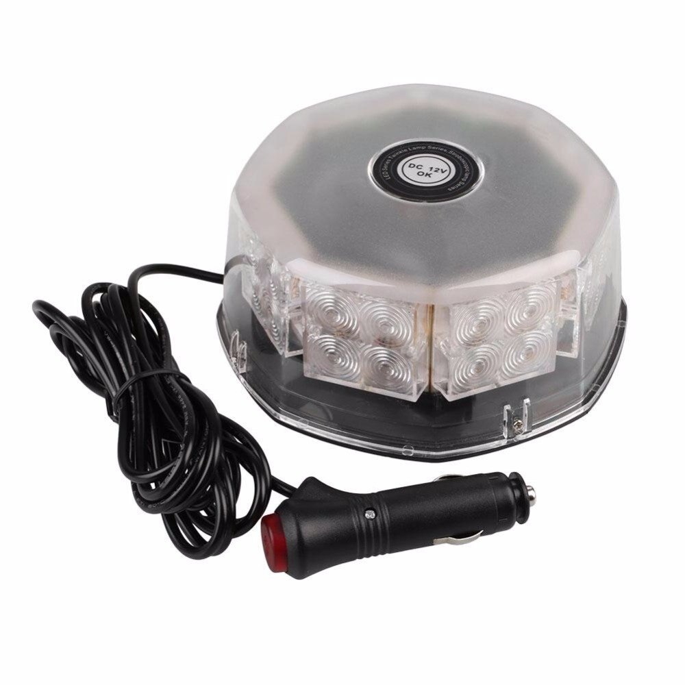 Amber Red Blue 12V Car LED Emergency Flashing lights Police Strobe Warning light beacon Vehicle safety signal lamp: 32 LED Light / Yellow and White