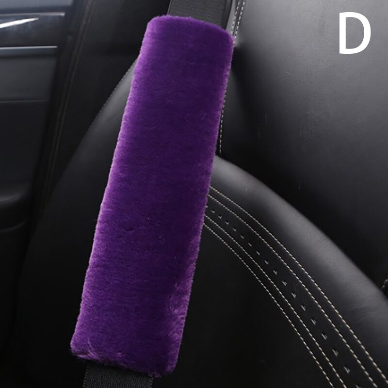2pcs Soft Car Seatbelt Cover Sheepskin Seat Belt Pillow Pad Seat Belt Safety Strap Cover Shoulder Pads For Bag Car Accessories: D