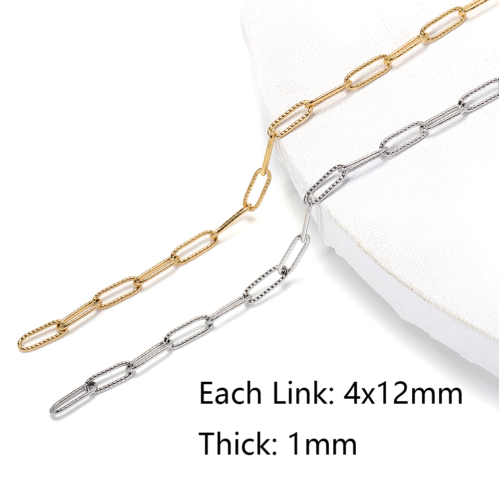 1meter Gold Necklace Chains Stainless Steel Chain 4x12mm Cross Link Gold Chain Accessories Bracelet Chain for Jewelry Making DIY