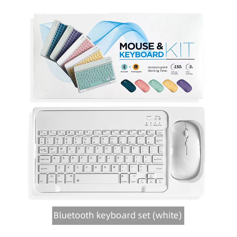 Draadloze Bluetooth Toetsenbord Muis Set Oplaadbare Toetsenbord Multifunctionele Mini Toetsenbord En Muis Voor Laptop Tablet: WHITE