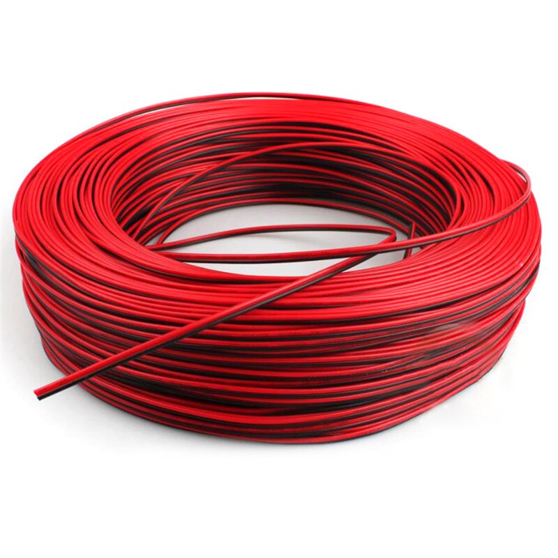 1pc 10m 22AWG Black with Red led wire Cable