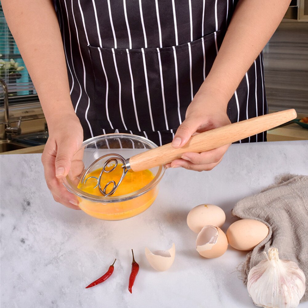 13cal dla chleb podręcznik mąka ciasto trzepak nierdzewny stal mikser 3 pętle duński ciasto śmigać z uchwyt kuchnia narzędzie