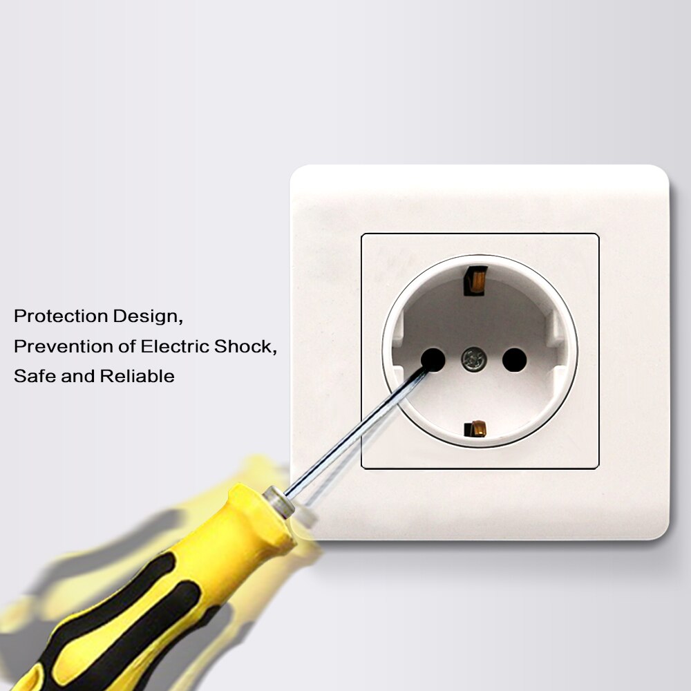Adaptateur de chargeur mural électrique Standard de l'ue mur de charge allemagne russie prise de courant prises de courant, blanc, 16A, mis à la terre, panneau de PC