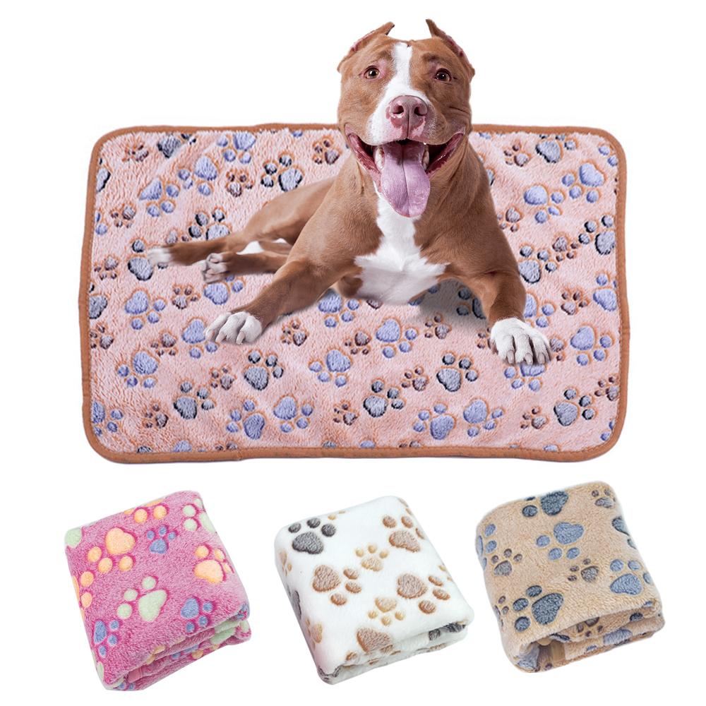 Pet Soft Warm Blanket Winter Coral Plush Paw Print Blanket Cat And Dog Mattress Medium Small Dogs Cats Coral Fleece Pet Supplies