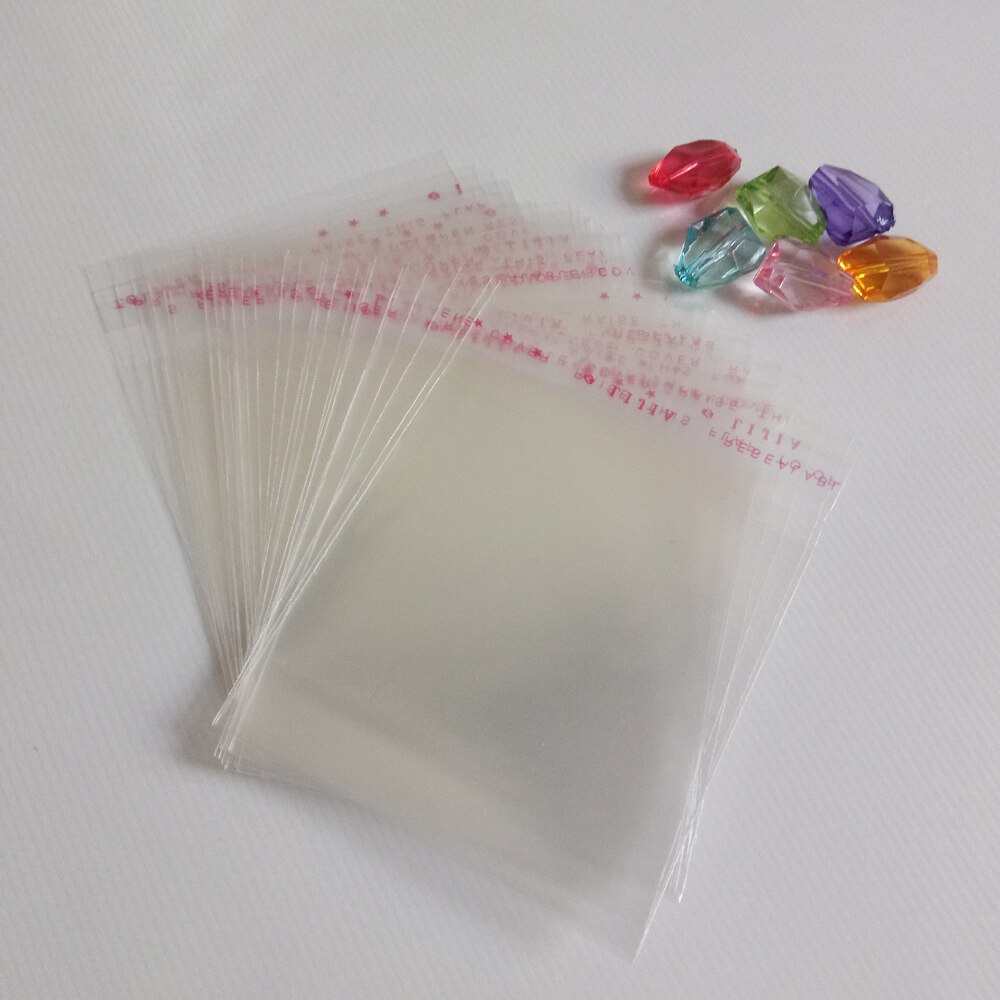 500 sztuk przezroczysta samoprzylepna uszczelka samoprzylepna torby plastikowe opakowanie na biżuterie torby OPP Poly samoklejący przeźroczysta foliowa torba ozdoba do torby