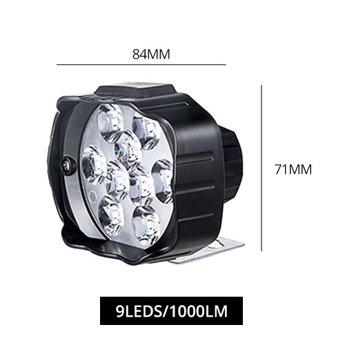 VooVoo, accesorios Led para vehículo, para motocicleta eléctrica, faro delantero para coche, Lámpara de trabajo, 6500K, accesorios eléctricos para bicicleta todoterreno: 9 LED