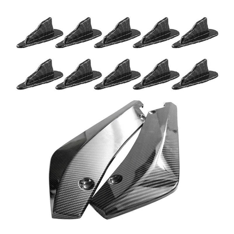 Lame de protection pour pare-choc arrière de voiture en Fiber de carbone, 2 pièces, 10 pièces, diffuseur, Kit d&#39;aileron de requin: Default Title