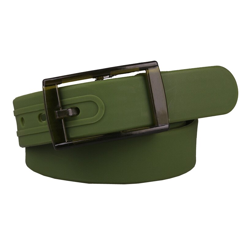 Candy Colors Jelly Rubber Plastic Buckle Belts Adjustable Unisex Women Men Silicone Belt Student Jeans Pants Straps Wristband: Army Green