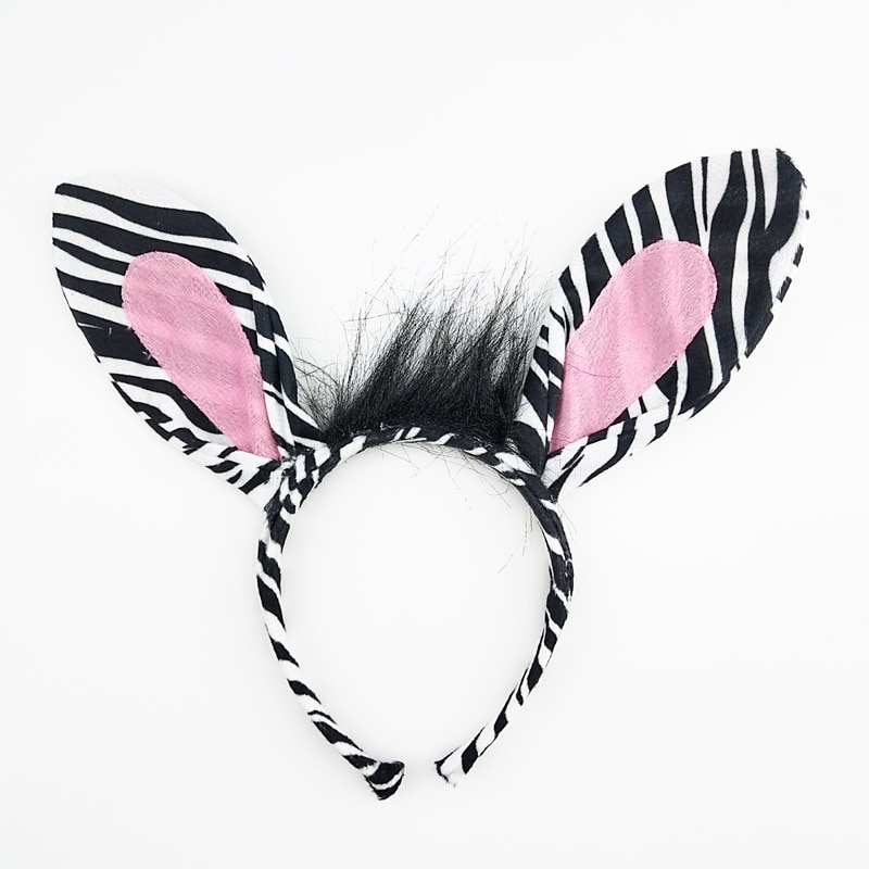 Fest børn voksen tegneserie zebra øre pandebånd hale slips fødselsdag dyr cosplay hårbånd plys halloween fødselsdag