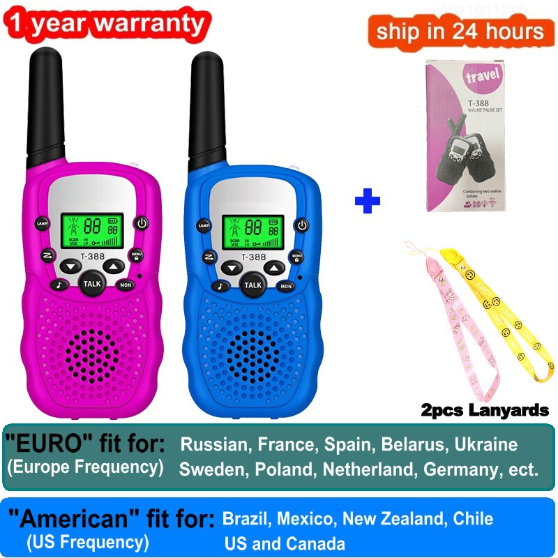 2 pezzi Walkie Talkie bambini Celular giocattoli ricetrasmettitore portatile evidenzia telefono Radio interfono bambini Talkie Walkie regali di compleanno: 1pink 1blue 2 Ropes