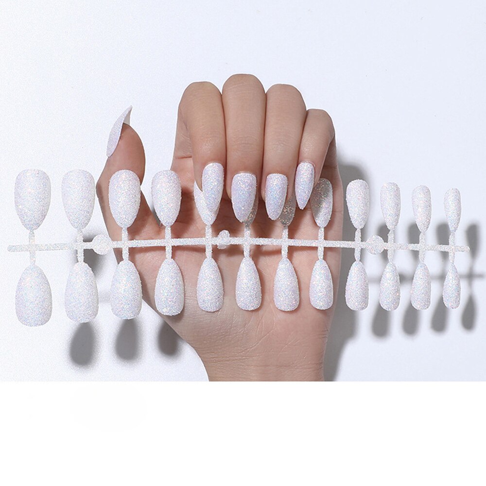 Faux ongles ballerine détachables, accessoire de manucure, 24 pièces, à paillettes de couleur bonbon, à porter, couverture complète: 4-Just 24PCS Nails