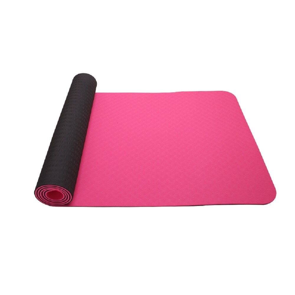 Yoga Mat - 183x61cm - 8mm Thick - TPE Material - Non-Slip - Odorless - For Beginners: Pink and Black
