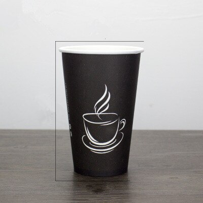 50pcs Black milk tea thick paper cup disposable coffee cup drink takeaway package cups party favor beverage cup with lids: Cup / 280ml 50pcs