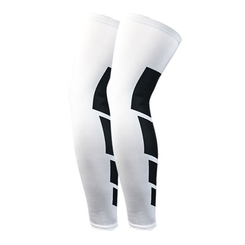 Calentador de piernas de ciclismo Unisex, transpirable, baloncesto, fútbol, correr, ciclismo, compresión, soporte para piernas, manga protectora: Blanco / L