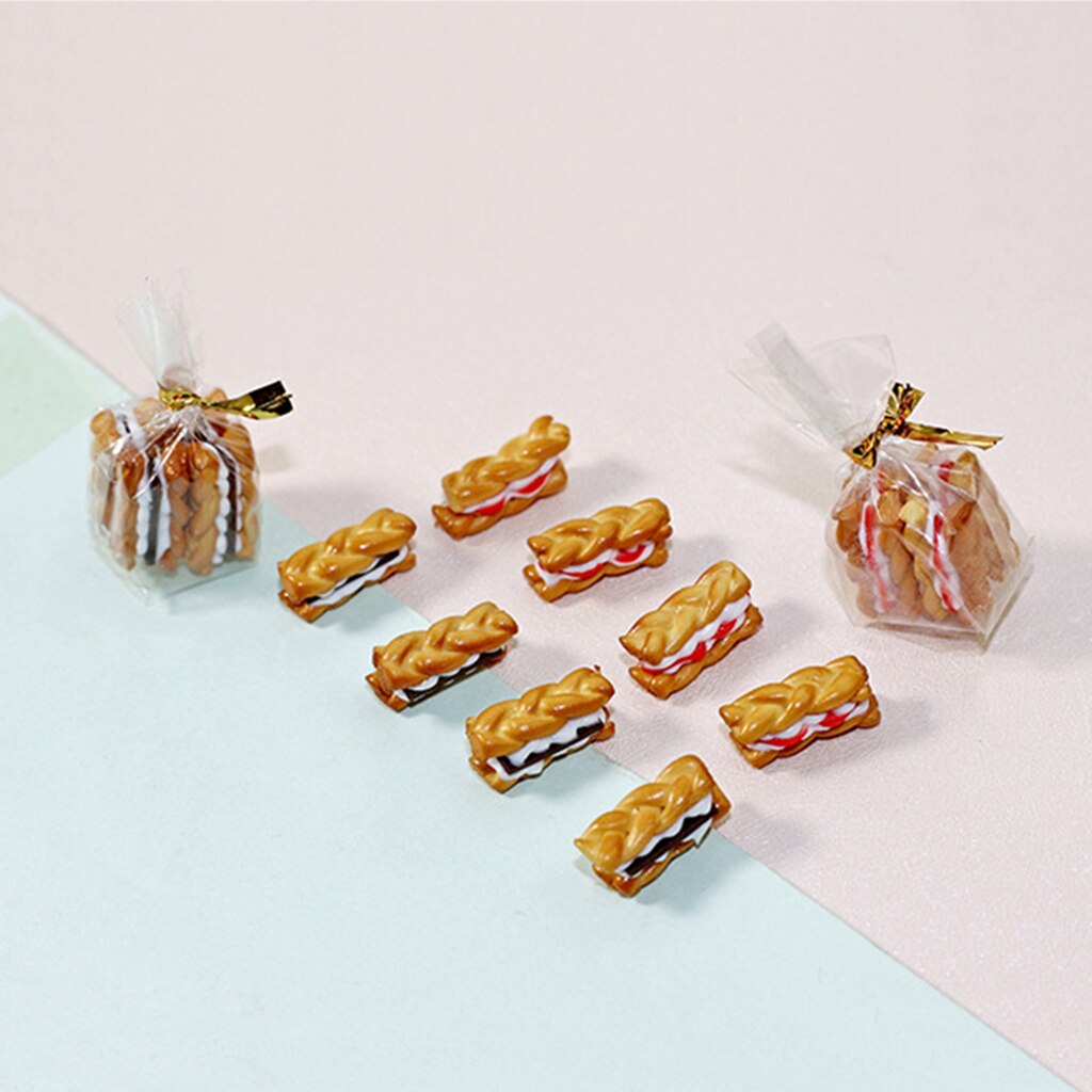 4 Stuks 1/12 Miniatuur Hars Biscuit, Mini Cookies Model Voor Poppenhuis Ornament Accessoire Voedsel Educatief Pretend Play