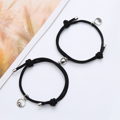 2 stücke Paar Magnet Gewinnen Jedes Andere Kreative Persönlichkeit Paar Armbinde Männer und Frauen Allianz Armbinde Schmuck Liebhaber: Schwarz