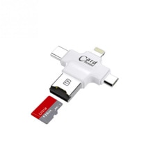 4 in 1 Kaartlezer Type C Micro USB Adapter Micro SD Kaartlezer voor iPhone/iPad Smart OTG-Witte Kleur
