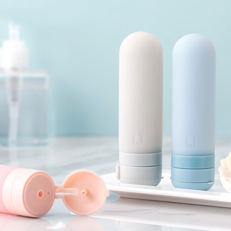 Botellas recargables de viaje de silicona portátil de 50 ML, champú cosmético, Gel de ducha, Kits de apretón para loción, champú, recipiente de baño