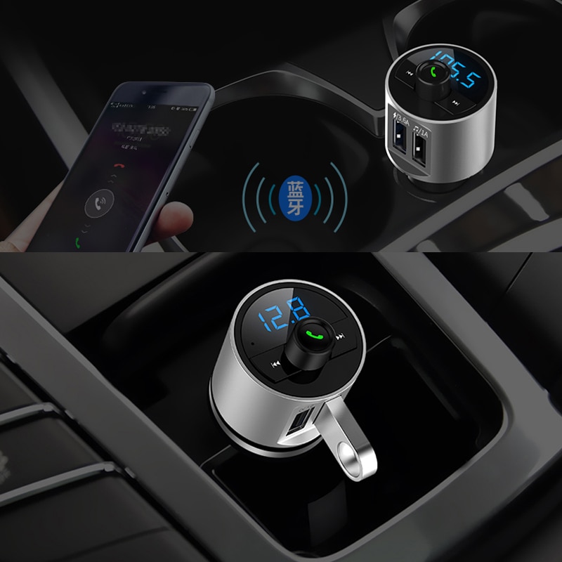 Bluetooth car kit FM transmitter MP3 player with LED dual USB 3.1A fast charging voltage display TF music U disk AUX playback