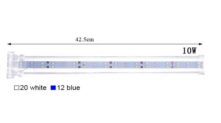 Luz de cristal para acuario, lámpara de luz con Clip para pecera, luces LED para plantas, iluminación para acuario de 14,5-42,5 cm, enchufe europeo: 10w