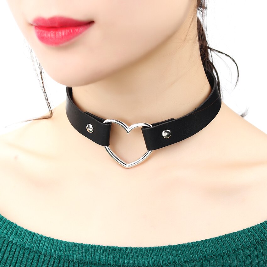 Gargantilla de piel sintética con tachuelas para mujer, Collar con remaches, hebilla, , joyería