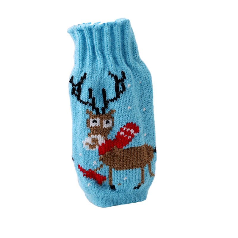 Merry Christmas Beer Bottle Set Tree Gingerbread Man Elk Snowflake Beer Bottle Beer Bottle Decoration Year Decoration: blue