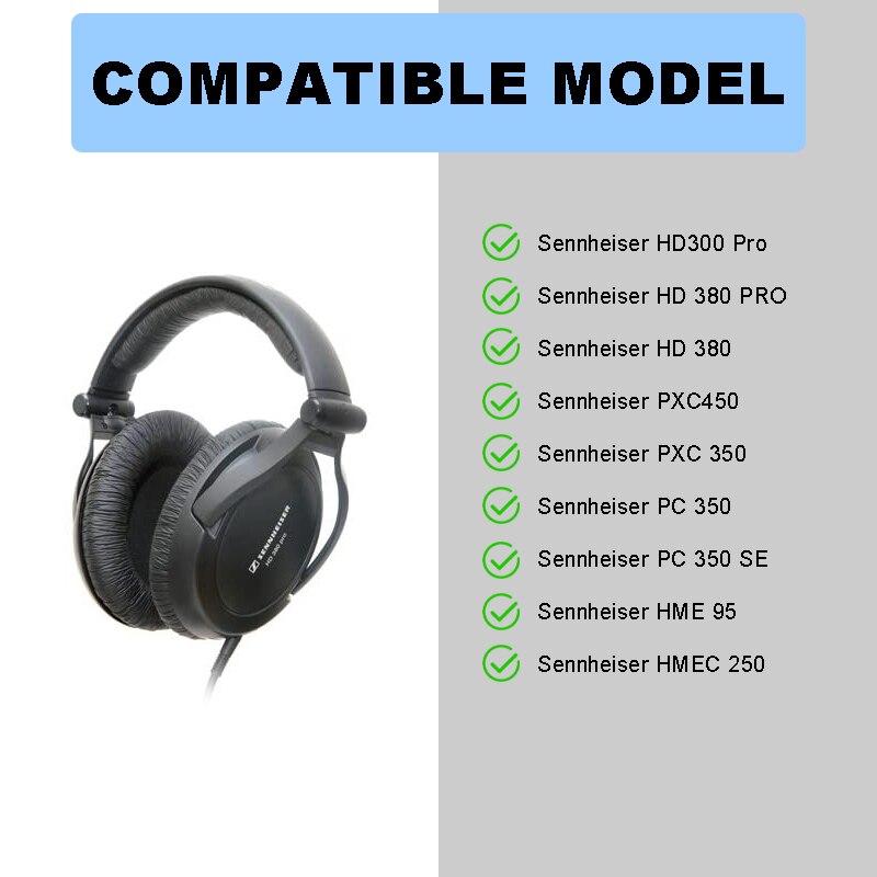 KUTOU – oreillettes en mousse pour Sennheiser PXC 350, coussinets pour écouteurs HD 380 Pro, HD300 Pro, PXC450, HME 95