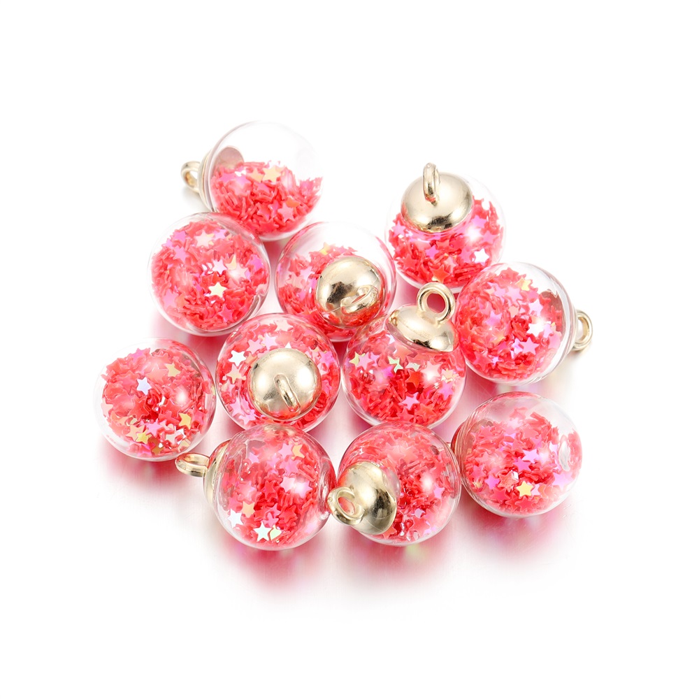 10 Uds. De cuentas de estrella de bola transparente de cristal de 16mm, dijes de lentejuelas, colgante para pulsera, collar, accesorios para hacer joyería DIY: Chapado en zinc azul
