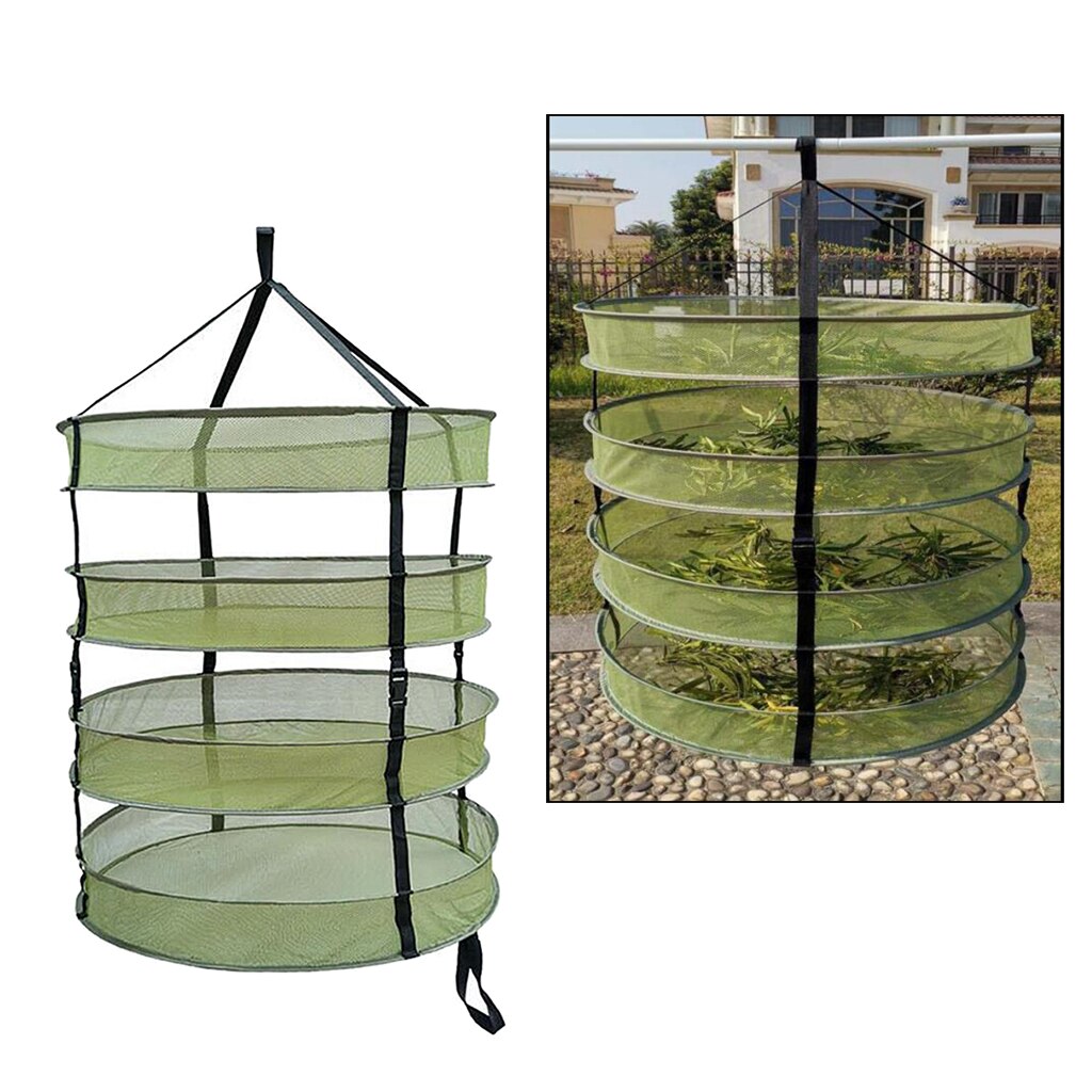 4 Layer 2ft Hanging Mesh Herb Drying Rack Net Dryer Foldable Detachable