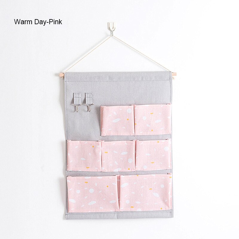 7 Pockets Cotton Wall Mounted Storage Bag Home Room Closet Door Sundries Clothes Hanging Bag Holder Cosmetic Toys Organizer: 03