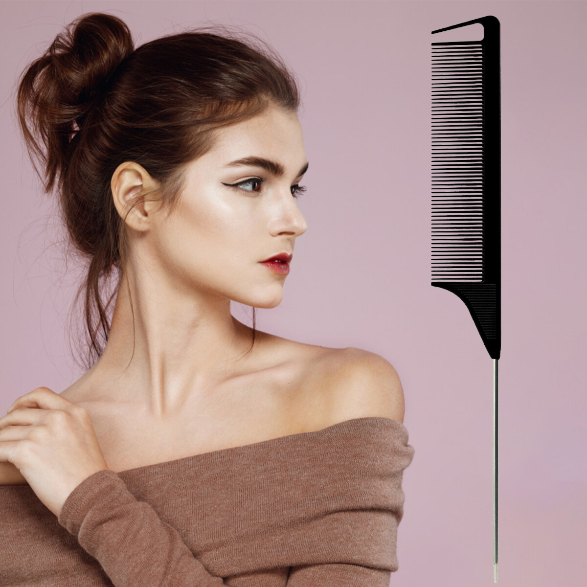 1 Uds. Peine antiestático de peluquería con cola puntiaguda negra, suministros de salón resistentes al calor, peluquería