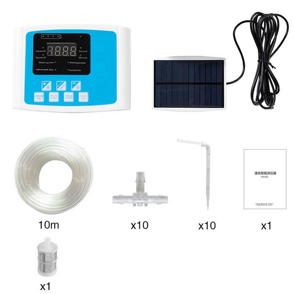 1/2 pomp zonne-energie bewateringsautomaat druppelirrigatie plantenbewateringsapparaat waterpomp timer tuin zelfbewateringsset: Enkele pomp 10m blauw