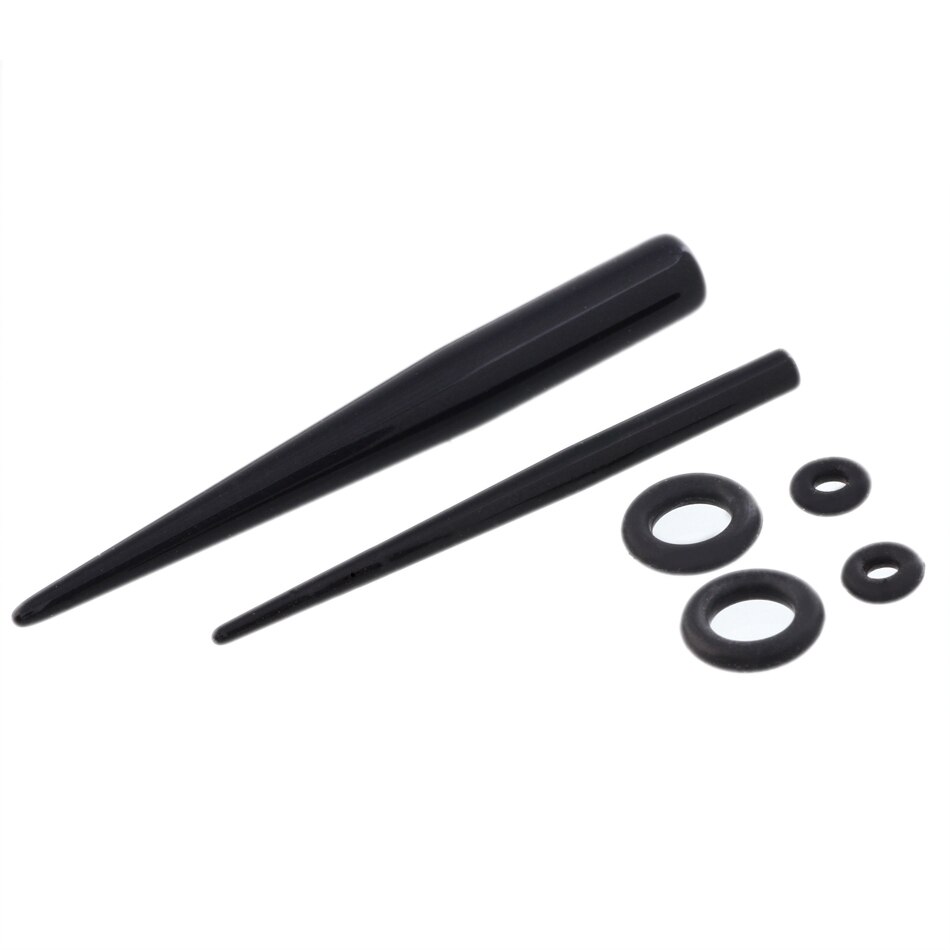 16pcs/lot Black&White Acrylic Solid Ear Taper Plug Piercing Mix Size Ear Expander Strecher Gauges Body Piercing Jewelry 2mm-12mm