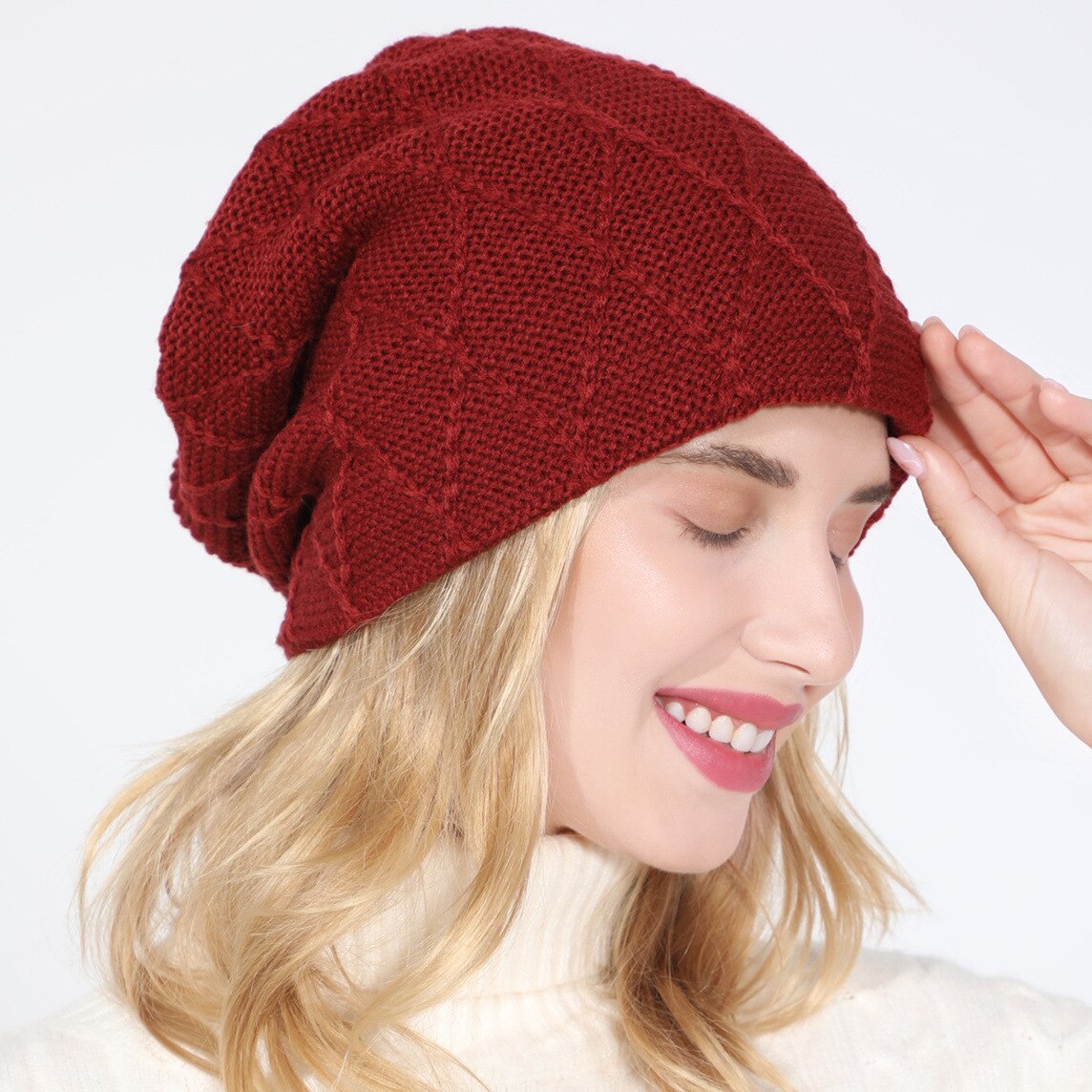 Women's Non-Brim Urinal Cap Winter Hat Children's Casual Autumn Knitted Non-Brim Urinal CapQuality Hood Cap Soft Wool Hat: Red