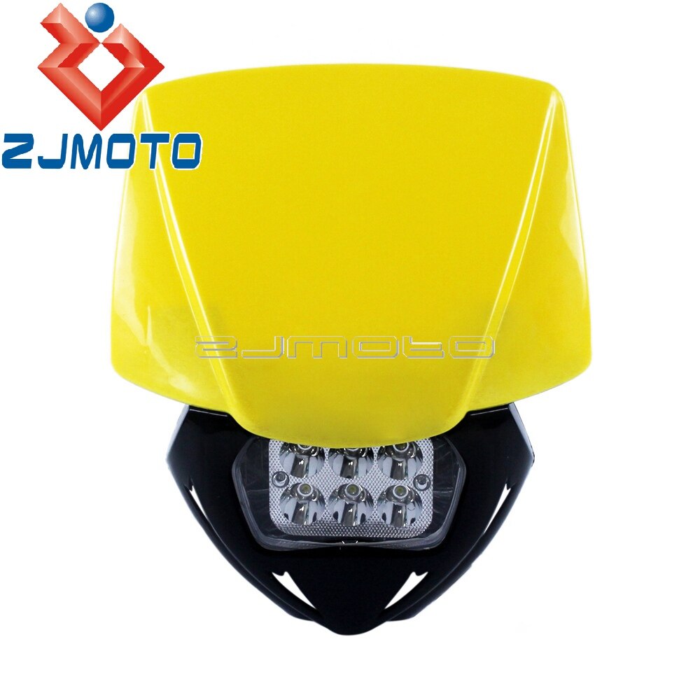 Ensemble universel de phare LED de vélo de saleté pour Yamaha Suzuki YZ YZF WR TT DR RM MX Enduro Supermoto masque de carénage de phare bleu: YELLOW
