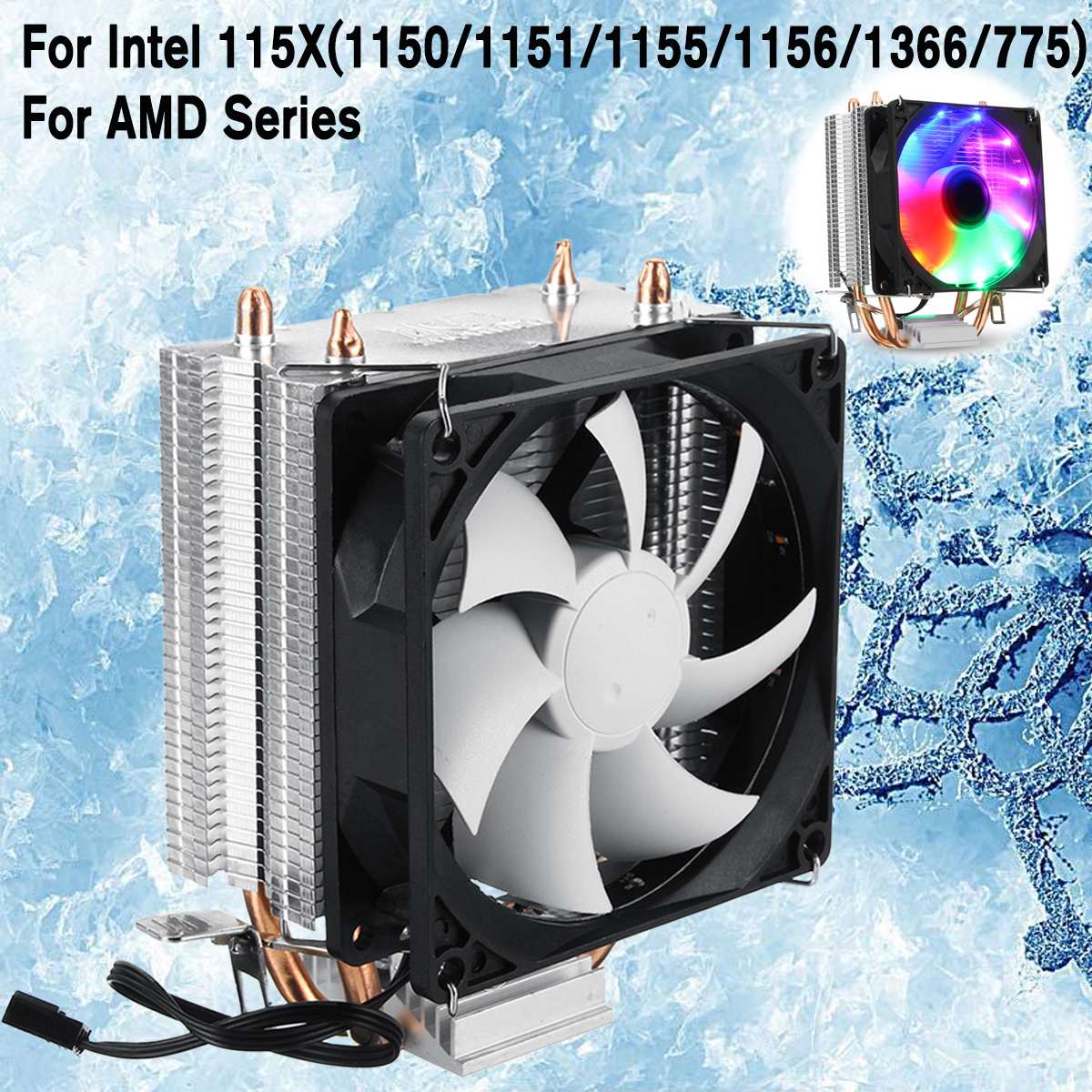 Dc 12V 3/4Pin Cpu Cooler Fan Kleurrijke Backlight 90 Mm Cpu Koelventilator Pc Heatsink Cooler Voor intel/Amd Voor Pc Computer Case Fan: 3pin 1 fan
