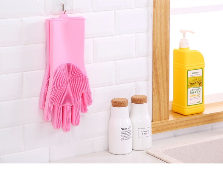 Fabrikanten directe verkoop magic silicone wassen gerechten keuken schoonmaken multi-purpose huishoudelijke siliconen borstel handschoenen