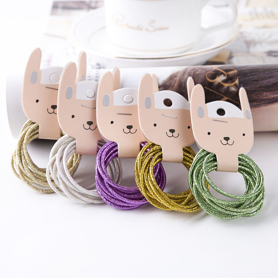 Bandes de caoutchouc en fil d'or pour filles | 10 pièces, couleurs bonbons, Nylon, bande élastique pour enfants, accessoires de cheveux, pour enfants, longue
