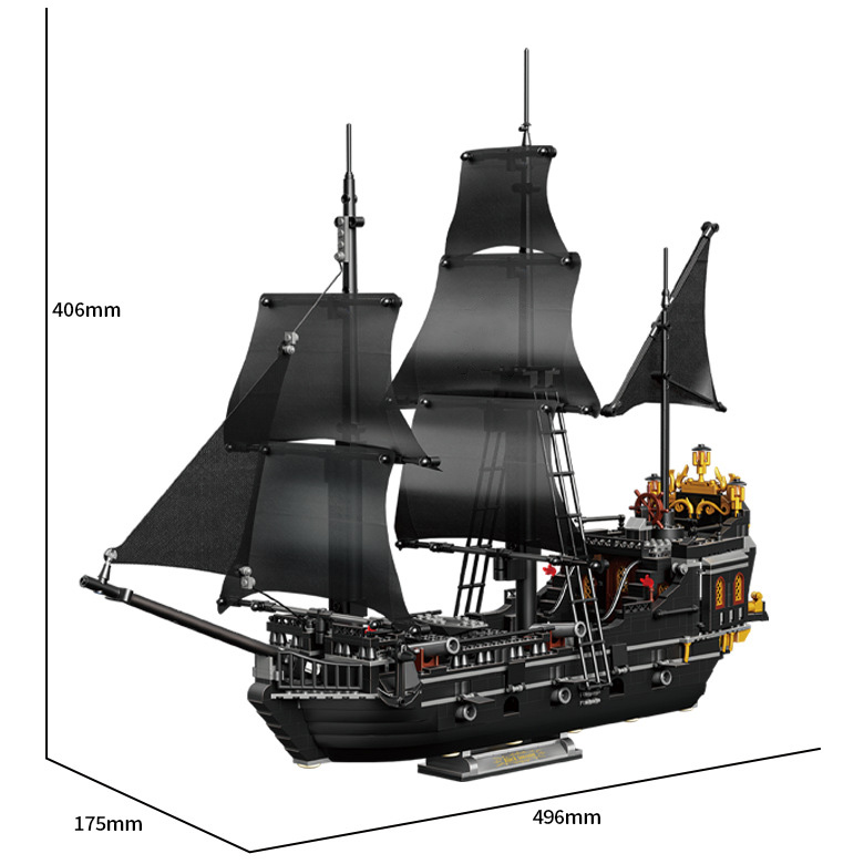 1424Pcs Black Pirates Ship Diy Adventure Pearl Boat Movies Mini Bricks Building Blocks giocattoli modello assemblati regali di natale per bambini